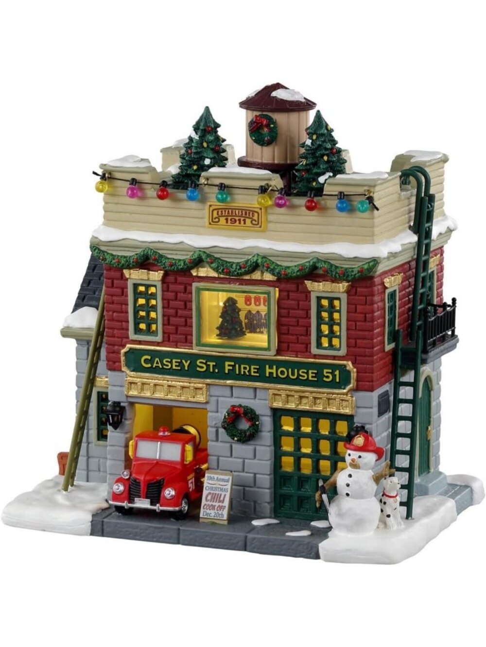 Vintage Firehouse Decor - Lemax Casey St. Collectible Fire Station 51